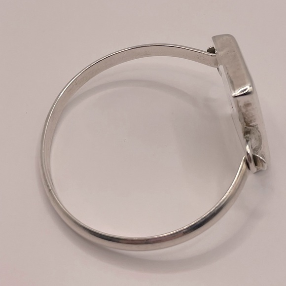 TAXCO Vintage Sterling Silver Red Jasper Inlay Bangle - Picture 6 of 10